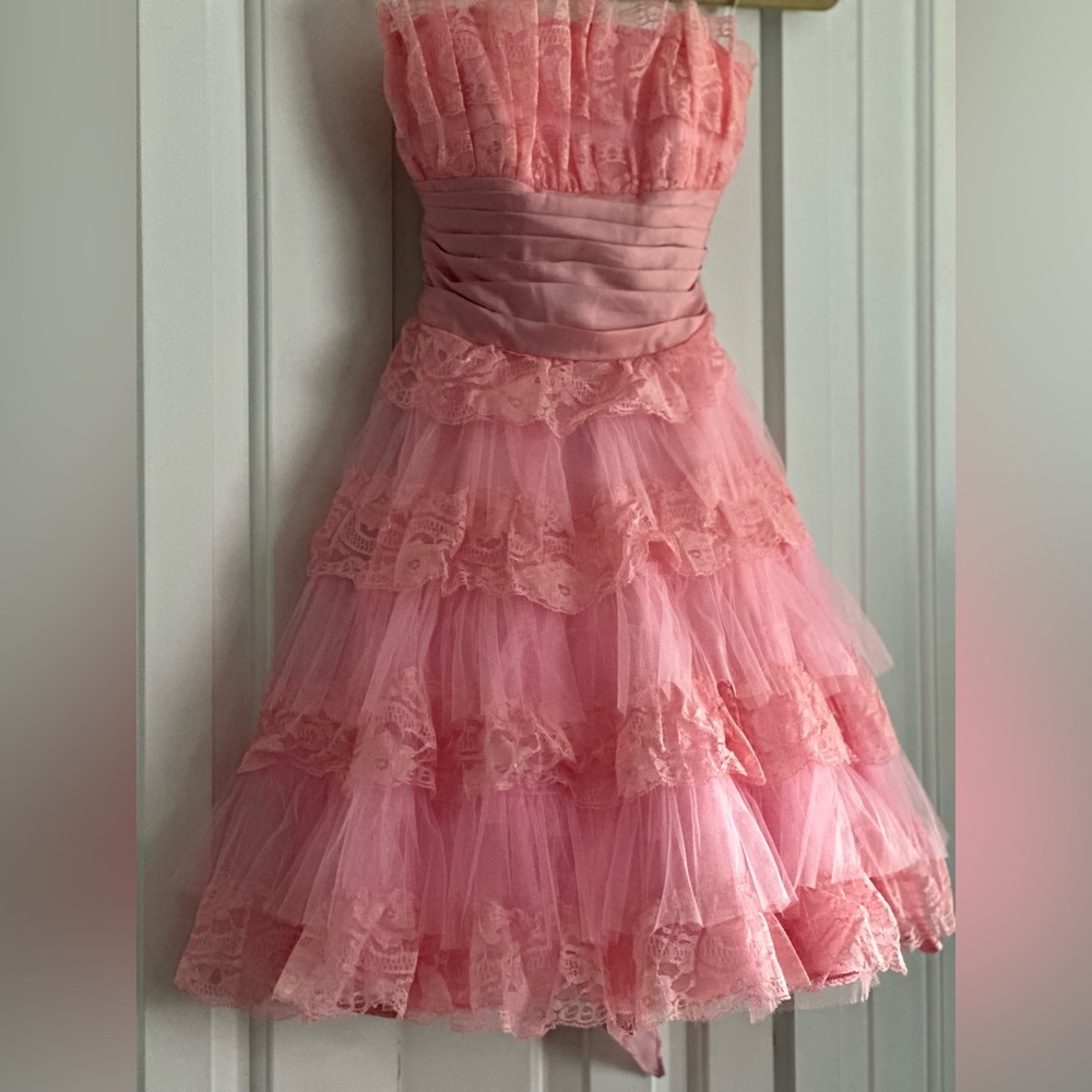 Pink Betsey Johnson Ruffle & Lace Tea Party Dress
